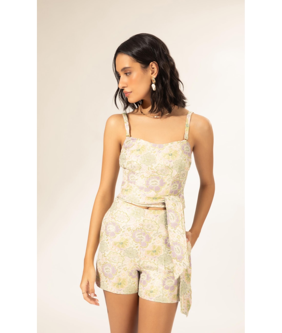 Shorts Jacquard Floral Off White