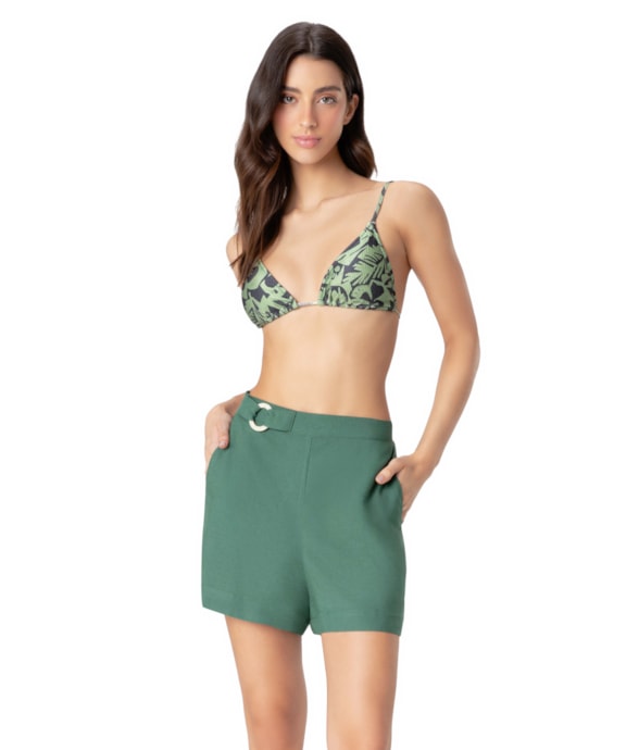 Shorts Linho Blend Verde Escuro