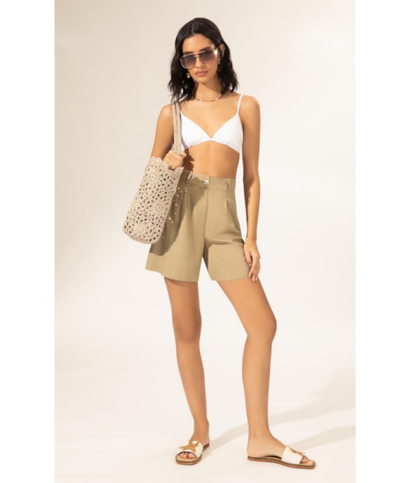 Shorts Linho Blend Verde Oliva