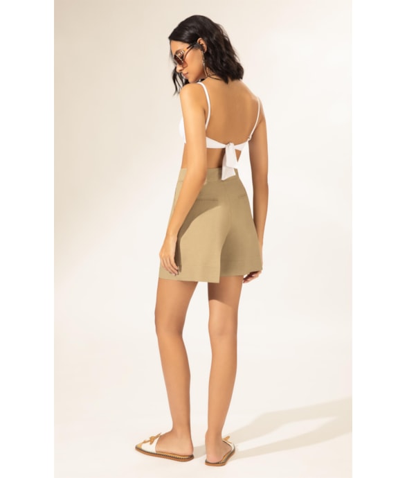 Shorts Linho Blend Verde Oliva