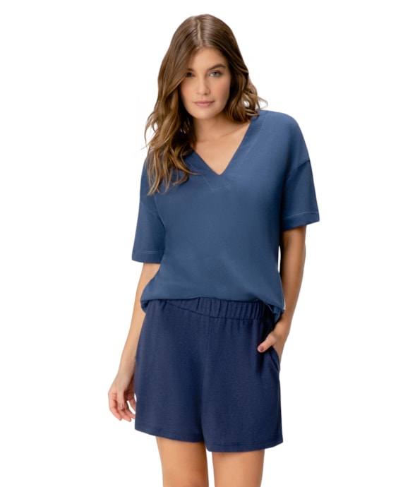 Shorts Linho Dark Navy