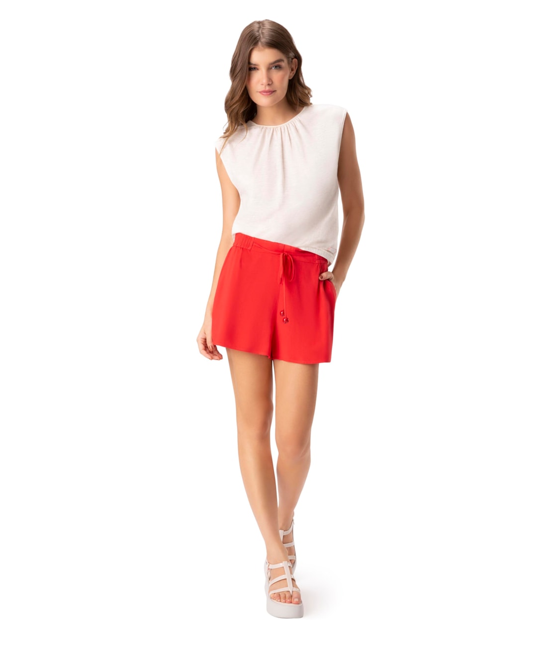 Shorts Resort Holiday Visco Piquet Vermelho
