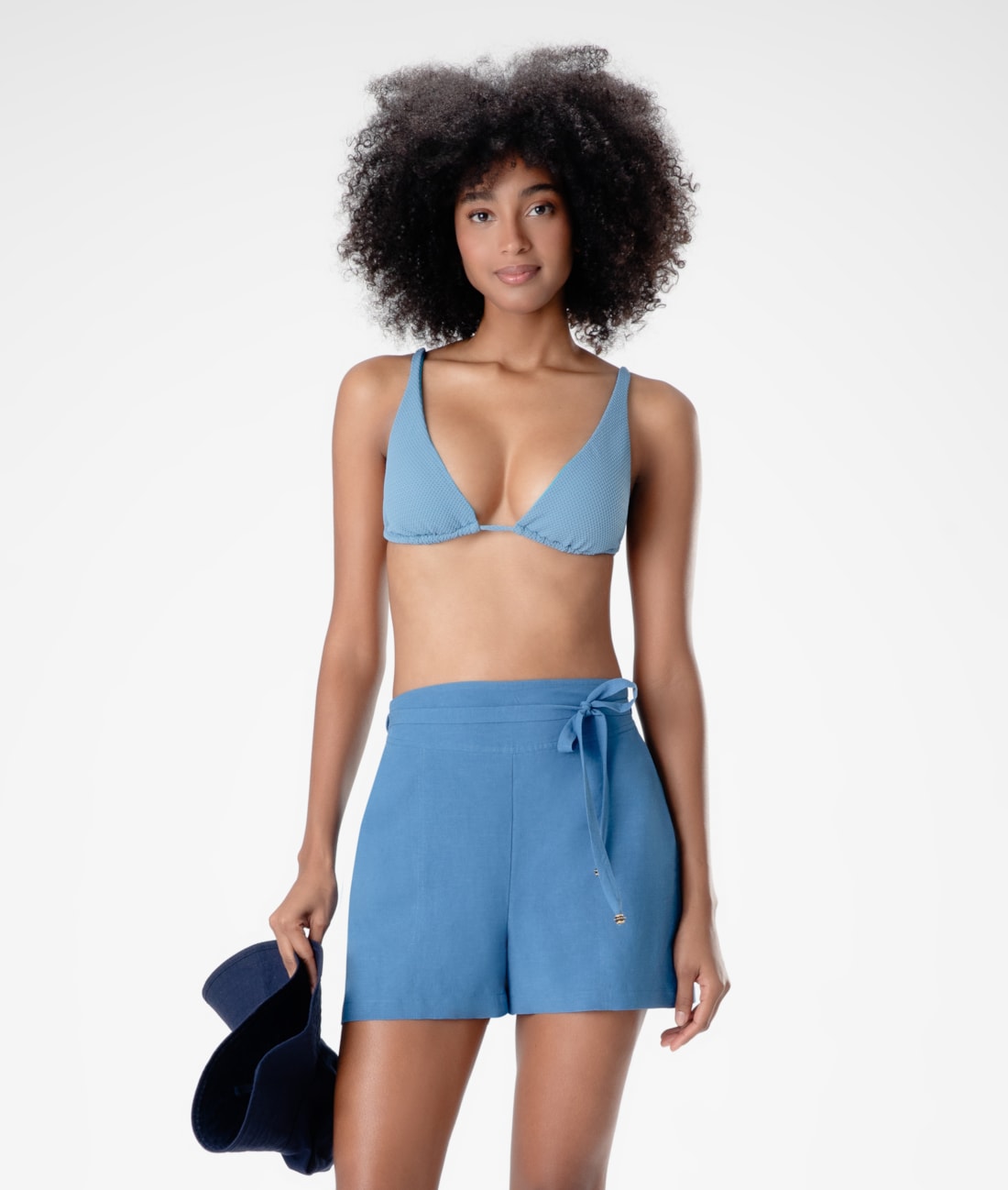 Shorts Visco Linho Azul Pervante