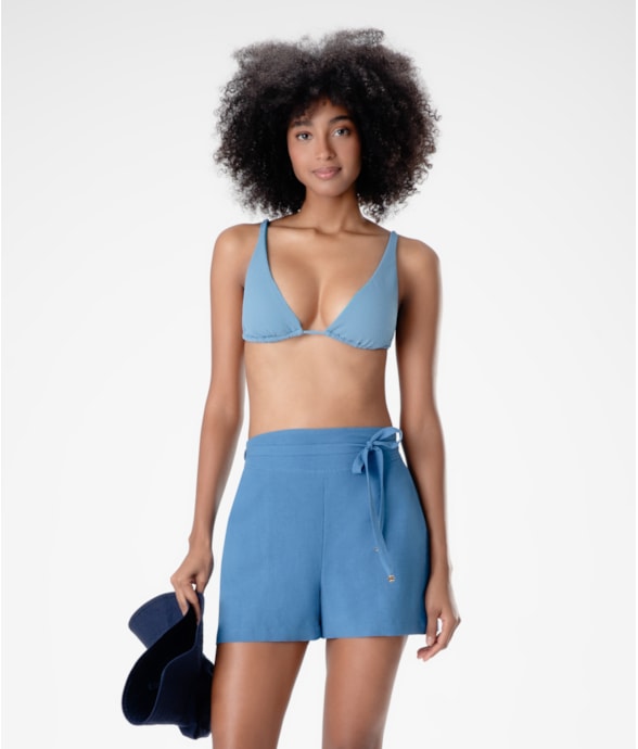 Shorts Visco Linho Azul Pervante