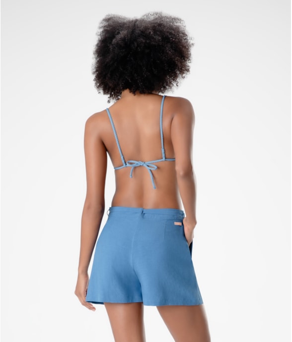 Shorts Visco Linho Azul Pervante
