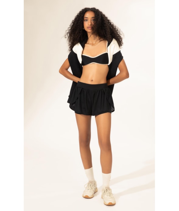 Shorts Wellness Texture Poliamida Preto