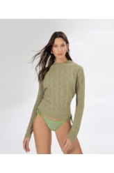 Suéter Manga Longa Tricot Verde Army