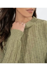 Suéter Manga Longa Tricot Verde Army