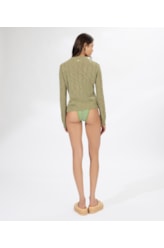Suéter Manga Longa Tricot Verde Army