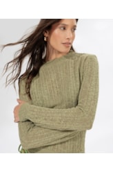 Suéter Manga Longa Tricot Verde Army