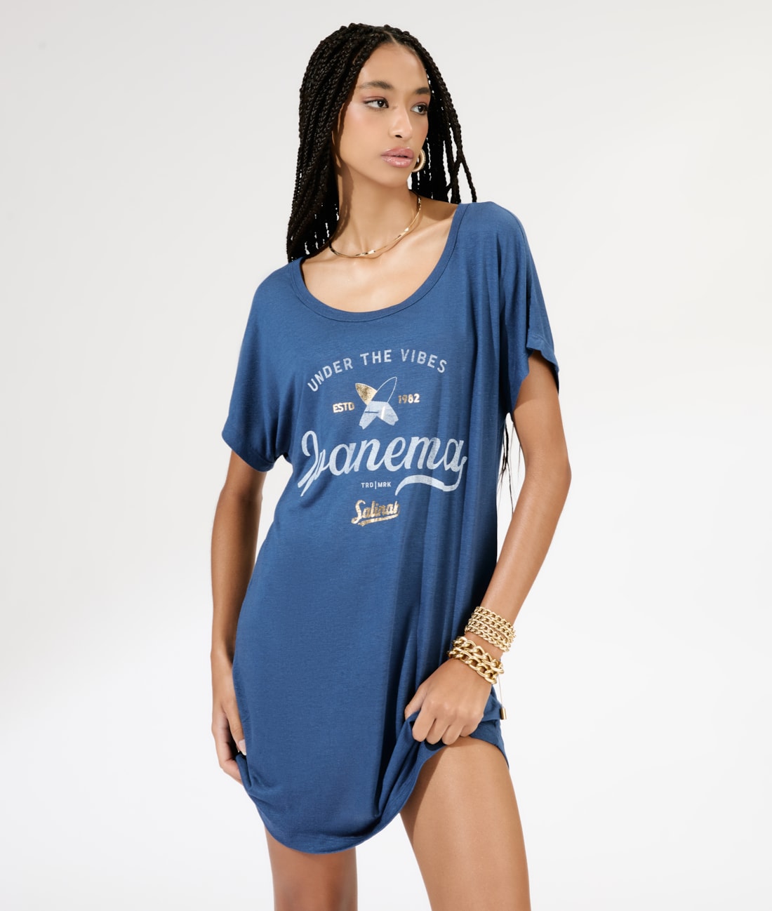 T-Dress Surf Viscolinho Marinho