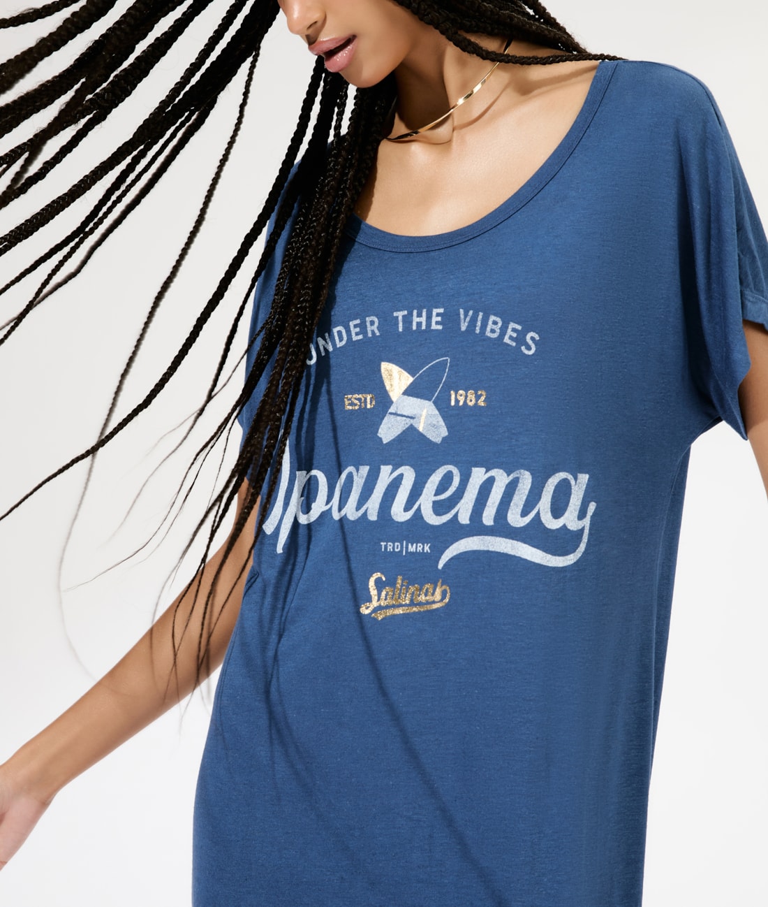 T-Dress Surf Viscolinho Marinho