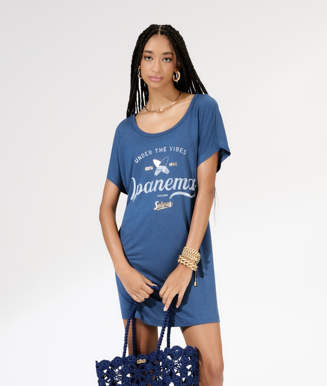 T-Dress Surf Viscolinho Marinho