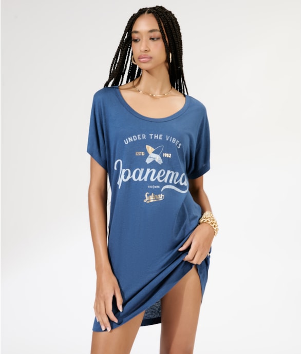 T-Dress Surf Viscolinho Marinho