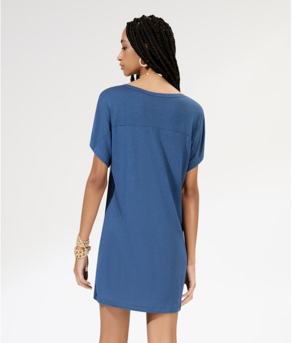 T-Dress Surf Viscolinho Marinho