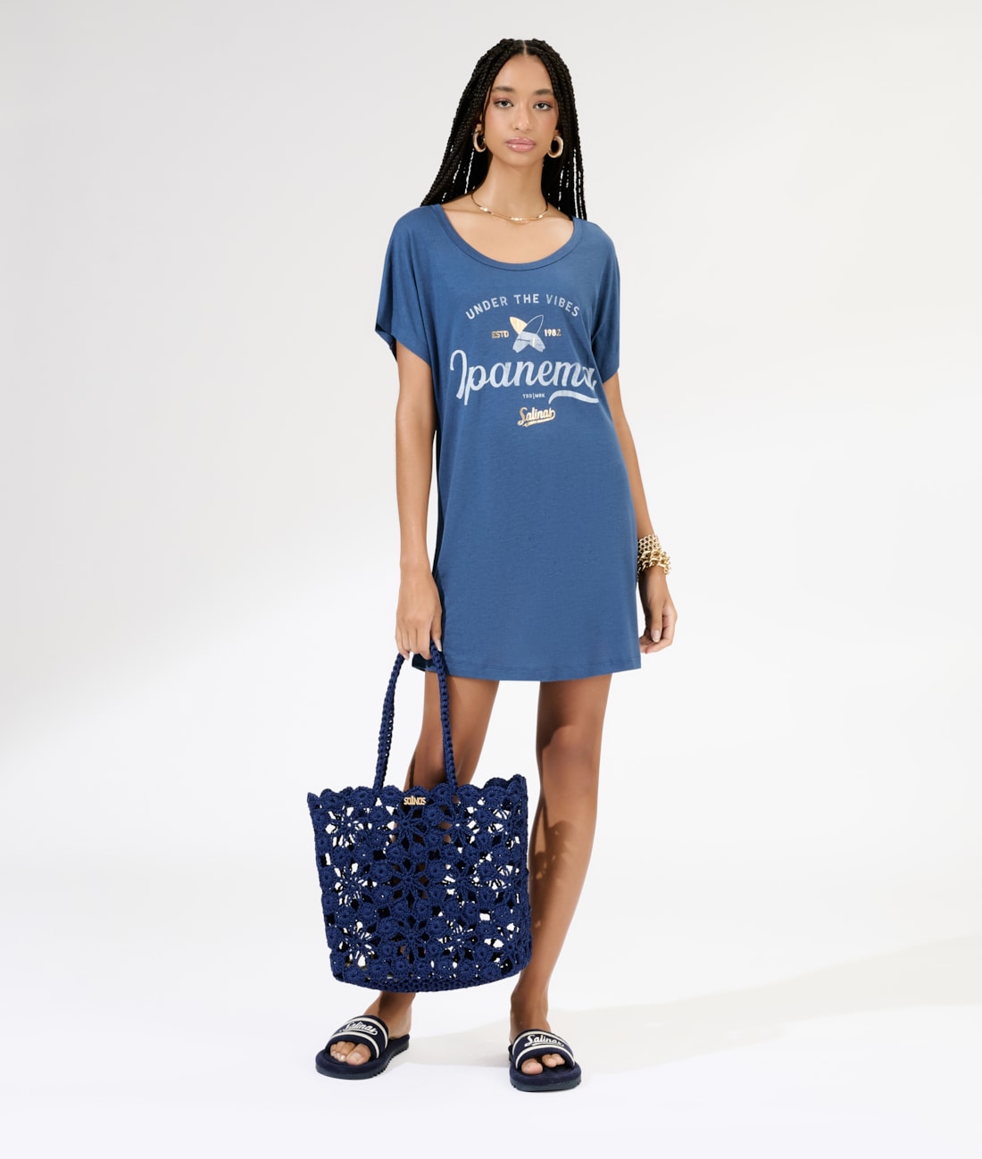 T-Dress Surf Viscolinho Marinho