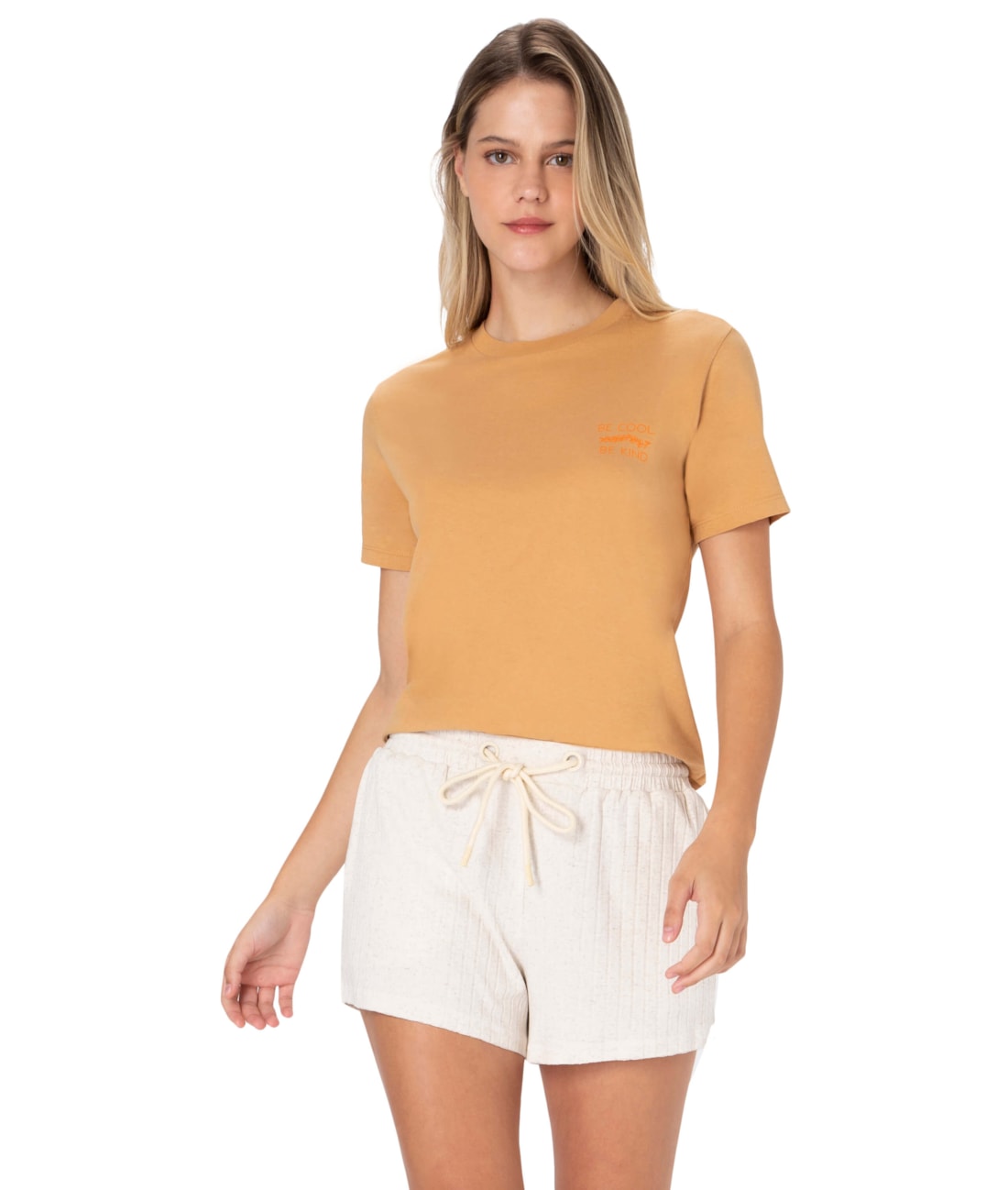 T-Shirt Be Cool Algodão Tinto Caramelo