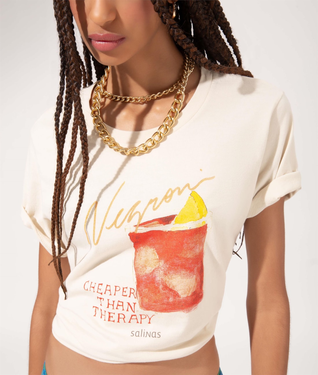 T-Shirt Boxy Drink Negroni Natural