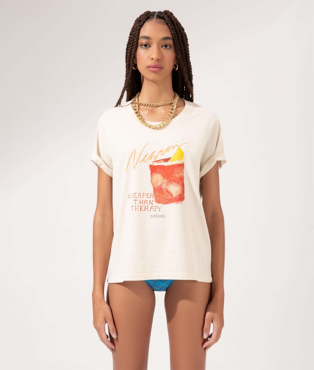 T-Shirt Boxy Drink Negroni Natural