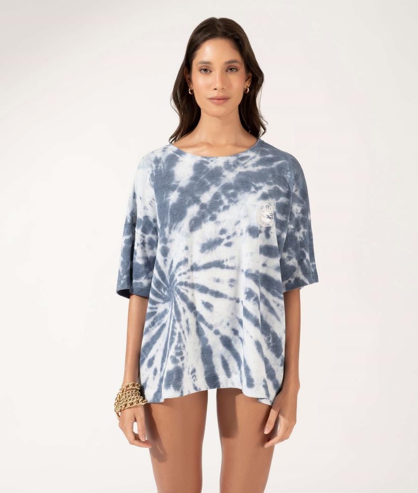T-Shirt Oversized Tie Dye Azul Bic