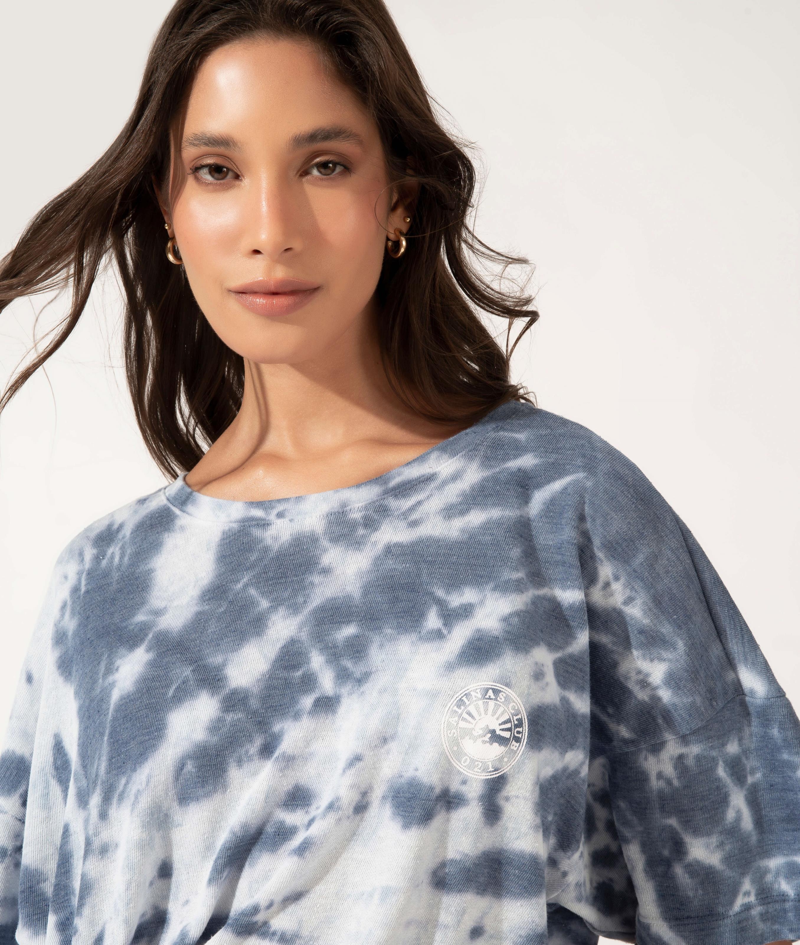 T-Shirt Oversized Tie Dye Azul Bic