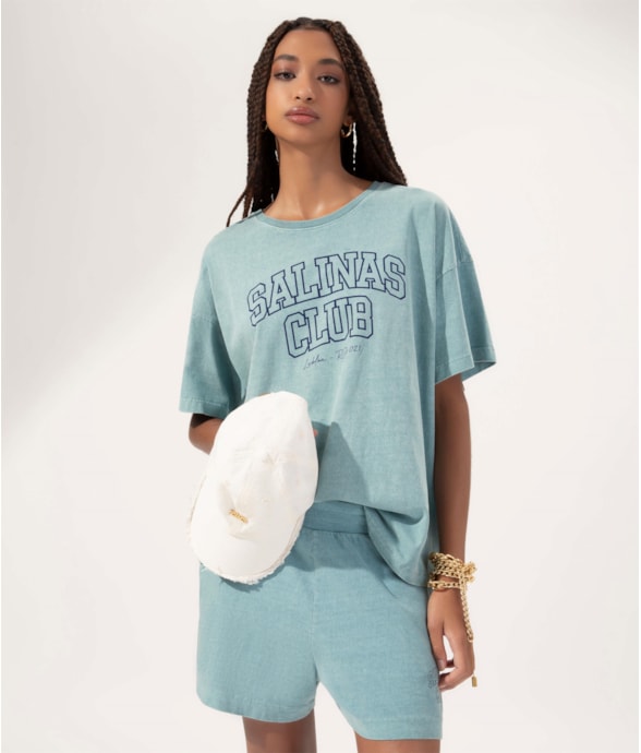 T-Shirt Washed Salinas Club Azul Seco