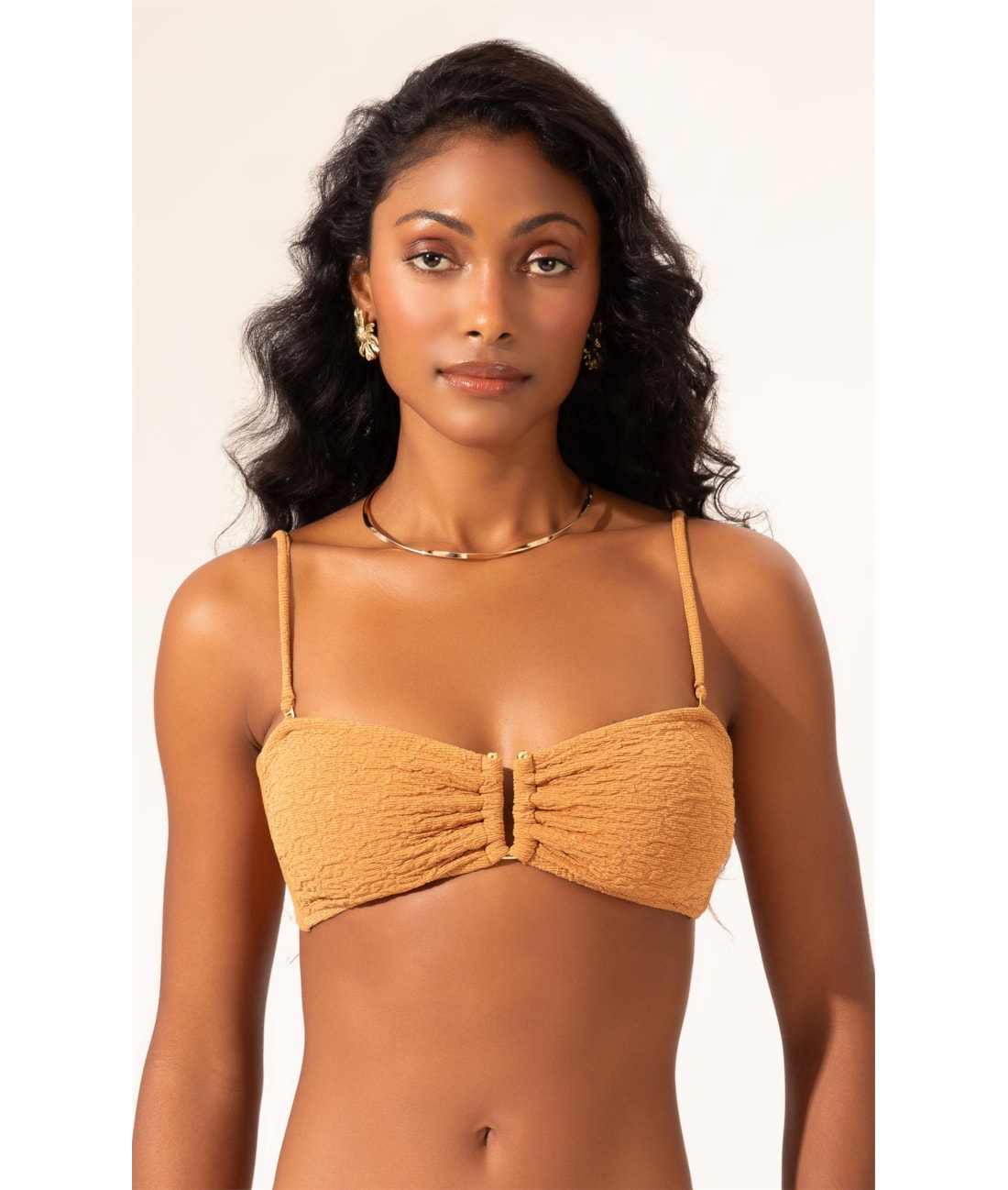 Top Bustiê Crepe Shine Caramelo