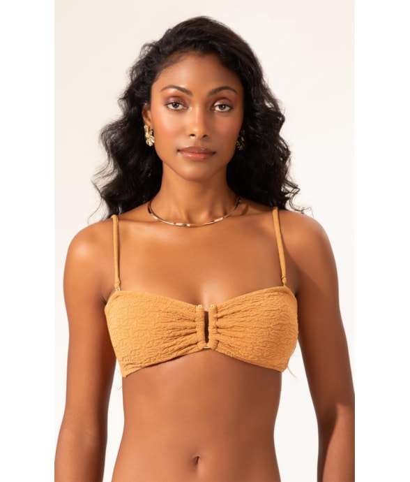 Top Bustiê Crepe Shine Caramelo
