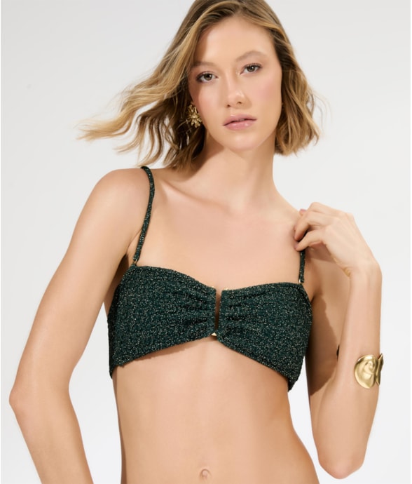 Top Bustiê Crepe Shine Verde Escuro