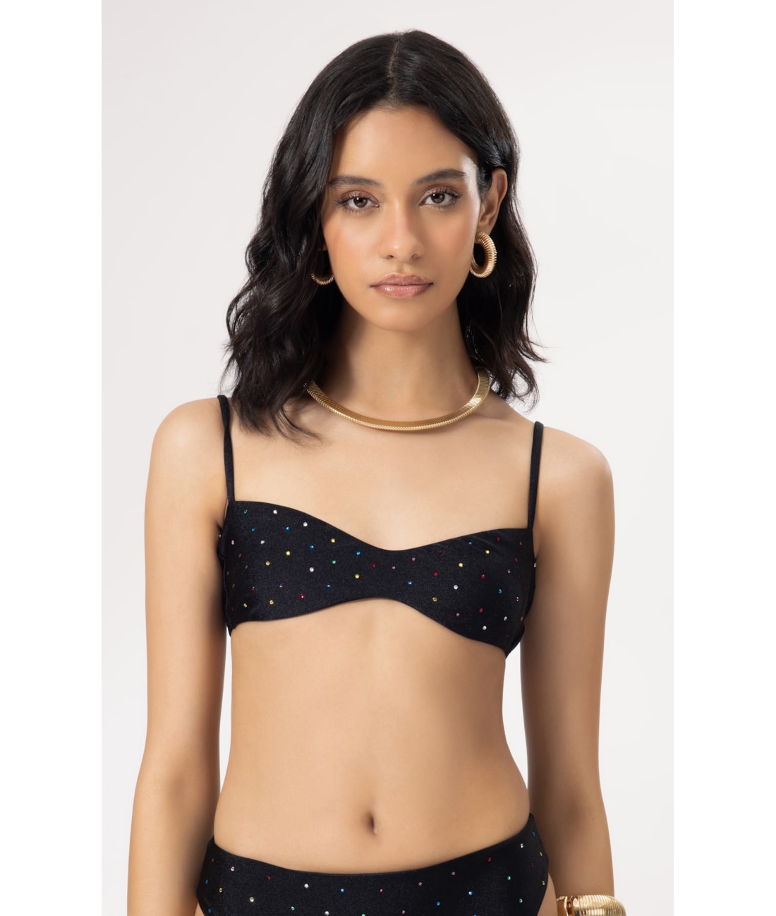 Top Bustiê Crystals By Swarovski Preto
