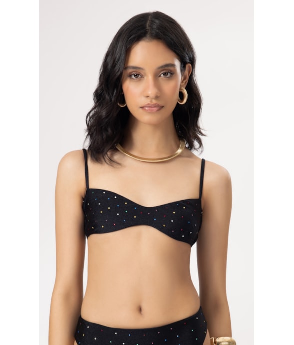 Top Bustiê Crystals By Swarovski Preto
