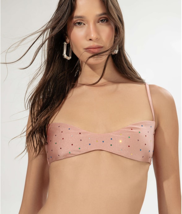 Top Bustiê Crystals By Swarovski Rosa