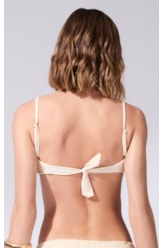 Top Bustiê Decote v Mesh Lurex Natural