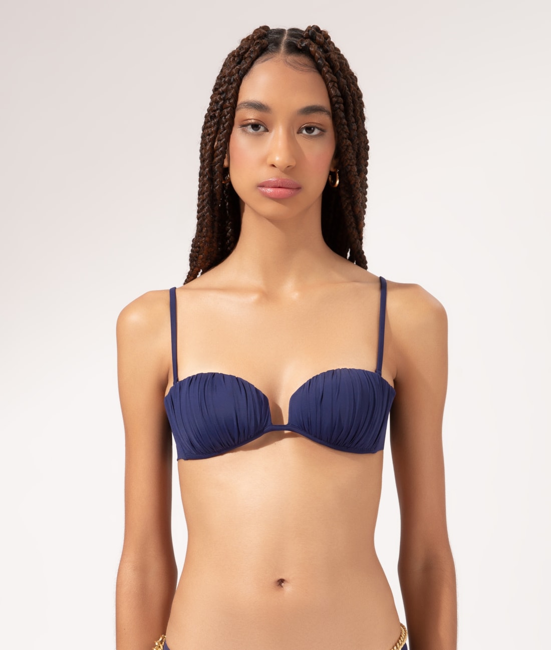Top Bustiê Draping Marinho