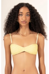 Top Bustiê Mesh Lurex Amarelo Claro