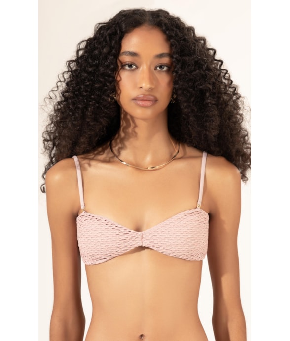 Top Bustiê Mesh Lurex Rosê