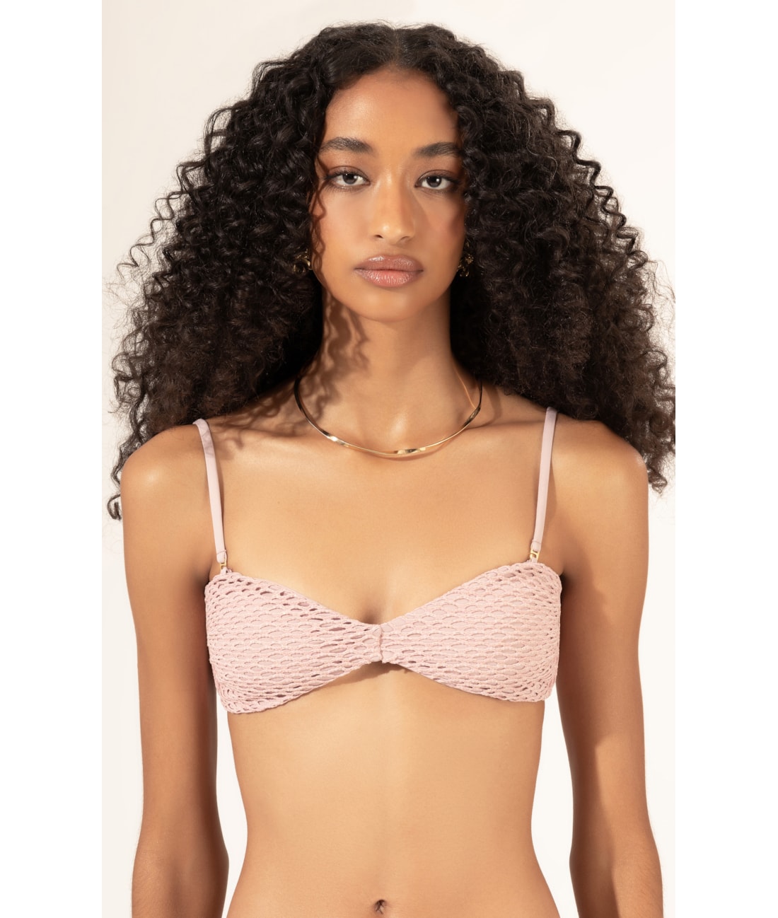 Top Bustiê Mesh Lurex Rosê