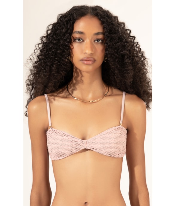 Top Bustiê Mesh Lurex Rosê