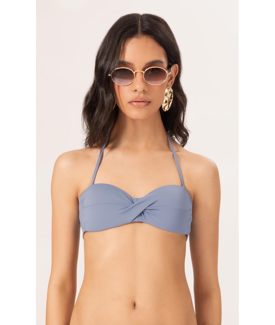 Top Bustiê Torcido Clássicos Azul Seco