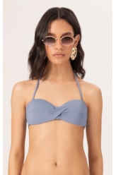 Top Bustiê Torcido Clássicos Azul Seco