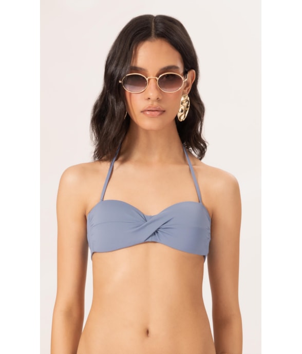 Top Bustiê Torcido Clássicos Azul Seco