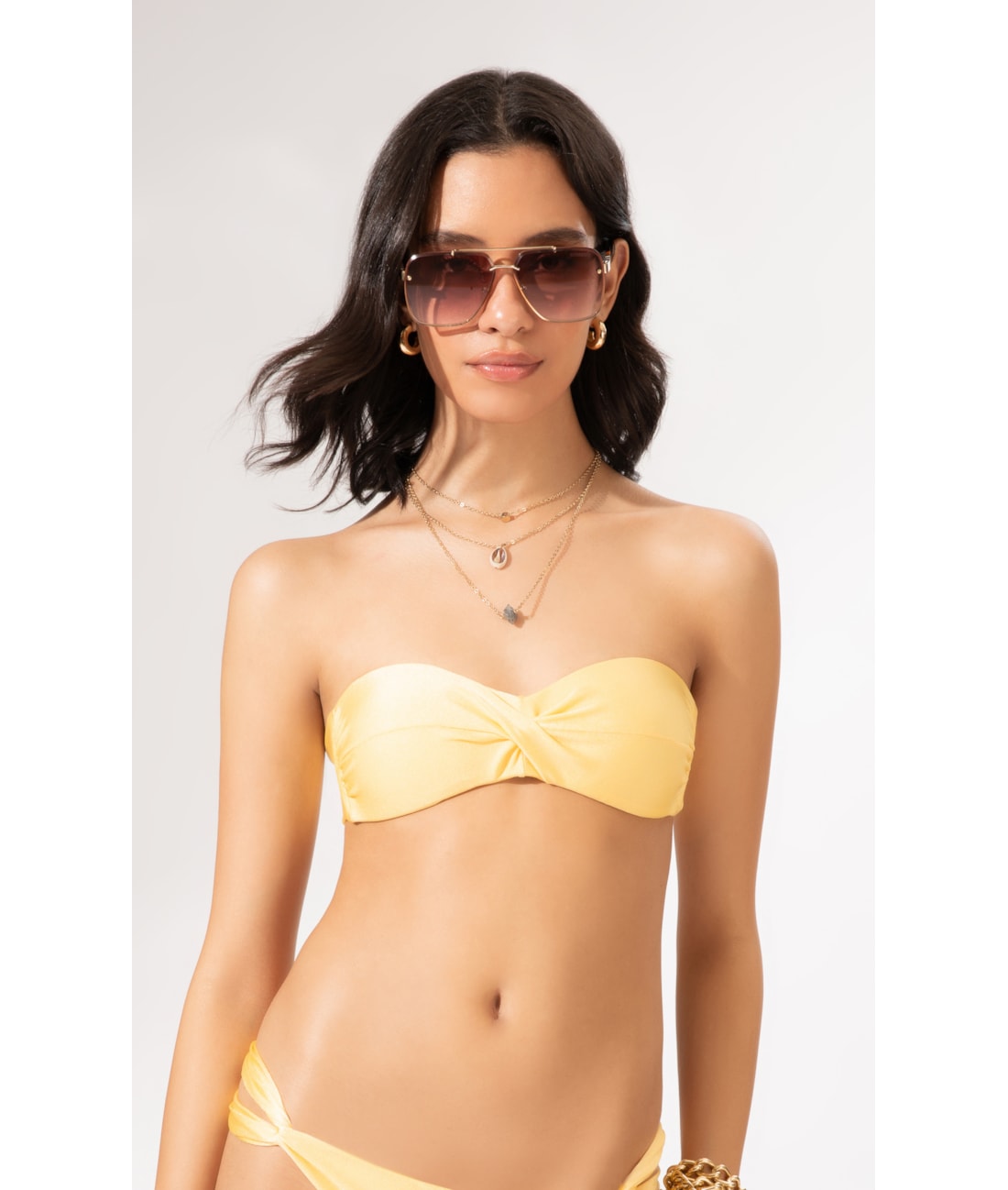 Top Bustiê Torcido Le Soleil Amarelo Claro