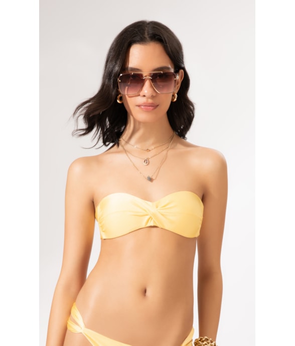 Top Bustiê Torcido Le Soleil Amarelo Claro