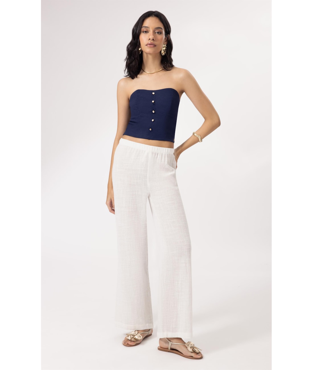 Top Buttons Cambraia Dark Navy