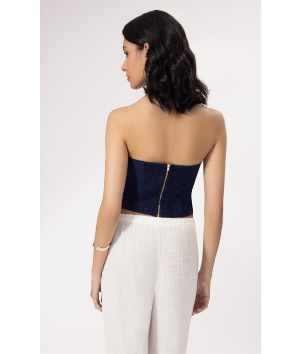 Top Buttons Cambraia Dark Navy