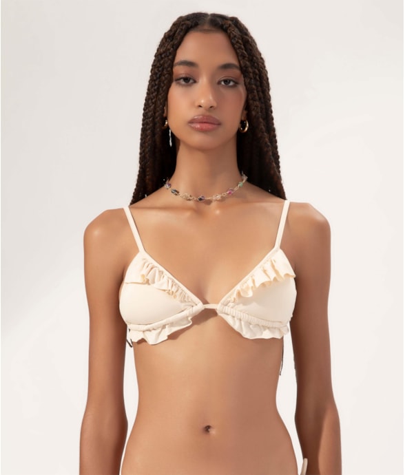 Top Cortininha Babado Draping Off White