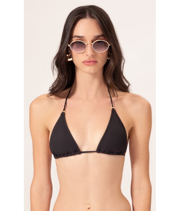 Top Cortininha Canelado Flow Preto