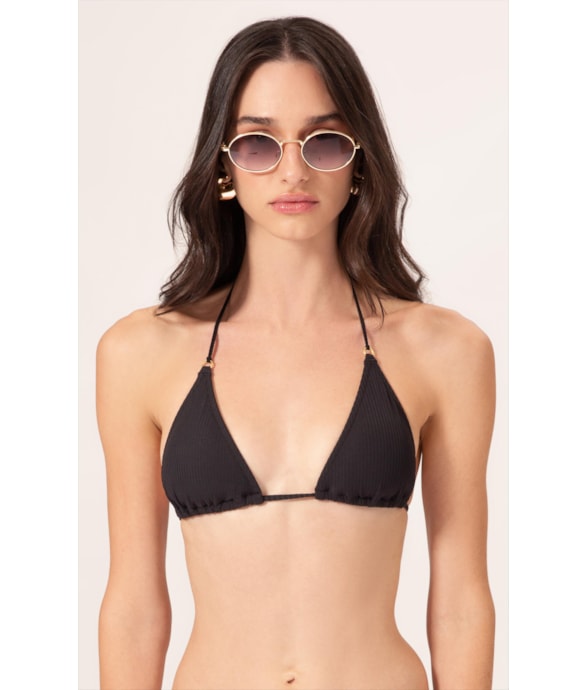 Top Cortininha Canelado Flow Preto