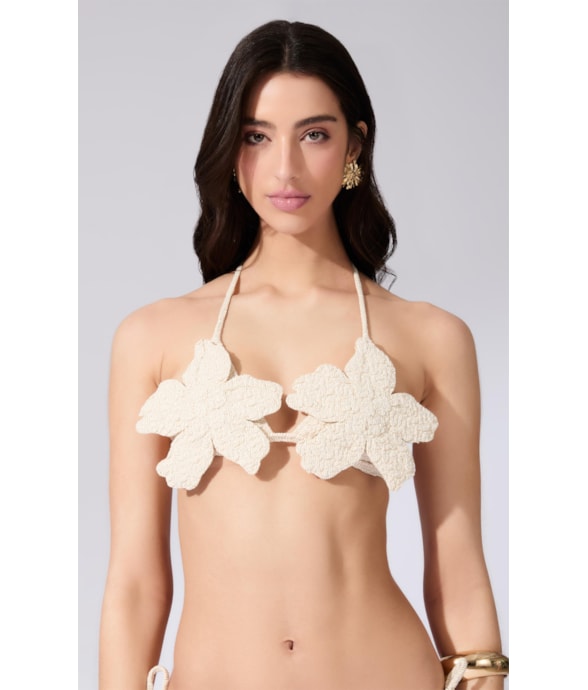 Top Cortininha Crepe Blossom Natural