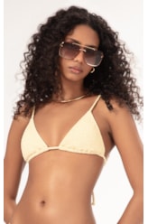 Top Cortininha Crepe Shine Amarelo Manteiga